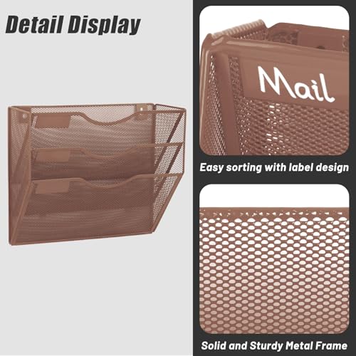 EASEPRES 3 Pocket Mesh Hanging Wall File Organizer, Wall Mounted - Product Imagery