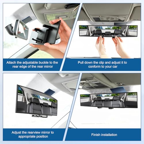 SINGARO Panoramic Car Rear View Mirrors, Universal Convex - Product Imagery