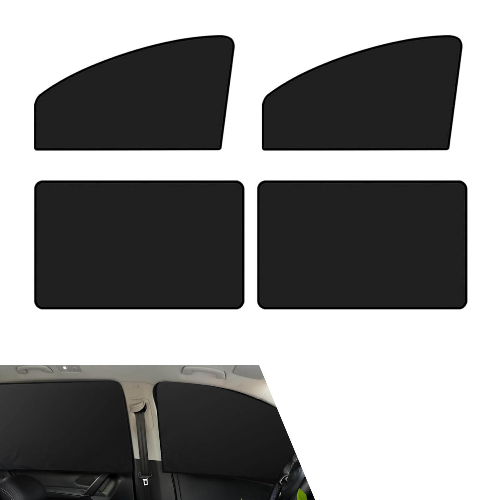 4Pack Magnetic Car Window Shades, Strong Light Blocking UV - Product Imagery