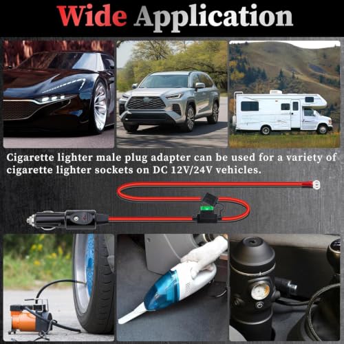 BFXM 12AWG Heavy Duty Cigarette Lighter Plug, 12v Plug with - Product Imagery