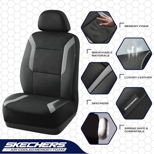 Skechers Memory Foam Car Seat Covers, Air Cool Mesh Thick Seat - Product Imagery