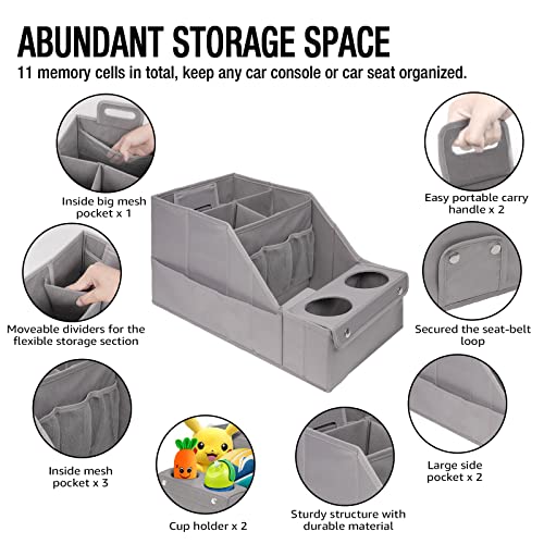 MULISOFT Car Backseat Organizer with 11 Pockets & 2 Cup Holders, - Product Imagery