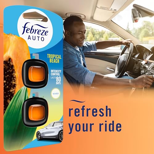 Febreze AUTO Air Freshener, Odor-Fighting Automotive Vent Clip, - Product Imagery