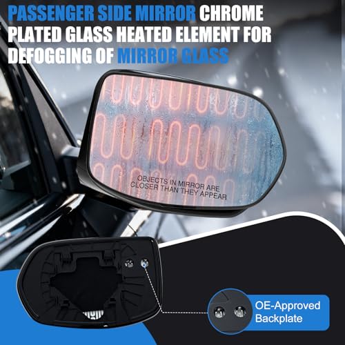 Passenger Side Mirror Replacement Glass with Backing Plate for - Product Imagery