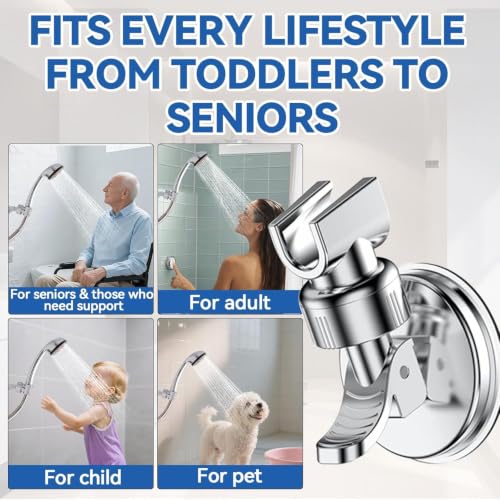 Adjustable Shower Head Holder, Bathroom Suction Cup Bracket for - Product Imagery