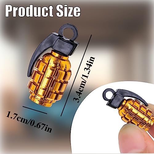 4 PCS Grenade Style Tire Valve Stem Caps, Stainless Steel Tire - Product Imagery
