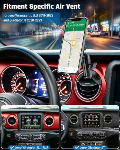 Car Phone Mount for Jeep Wrangler JL 2018-2023 Gladiator JT - Product Imagery