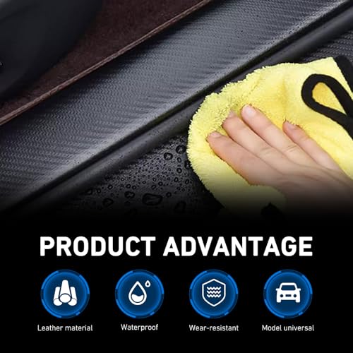 4PCS Car Door Sill Protector, Carbon Fiber Leather Auto Door - Product Imagery