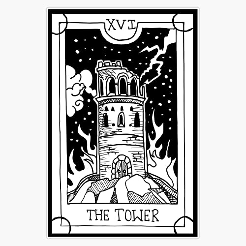 The Tower Tarot Card Sticker Bumper Sticker Vinyl Decal 5" - Product Imagery