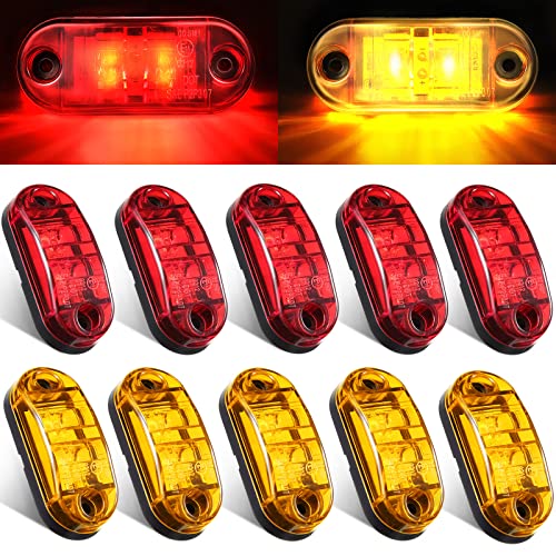 Tallew 10 Pcs 2.5 Inch LED Trailer Side Marker Lights, Amber, Red - Product Imagery