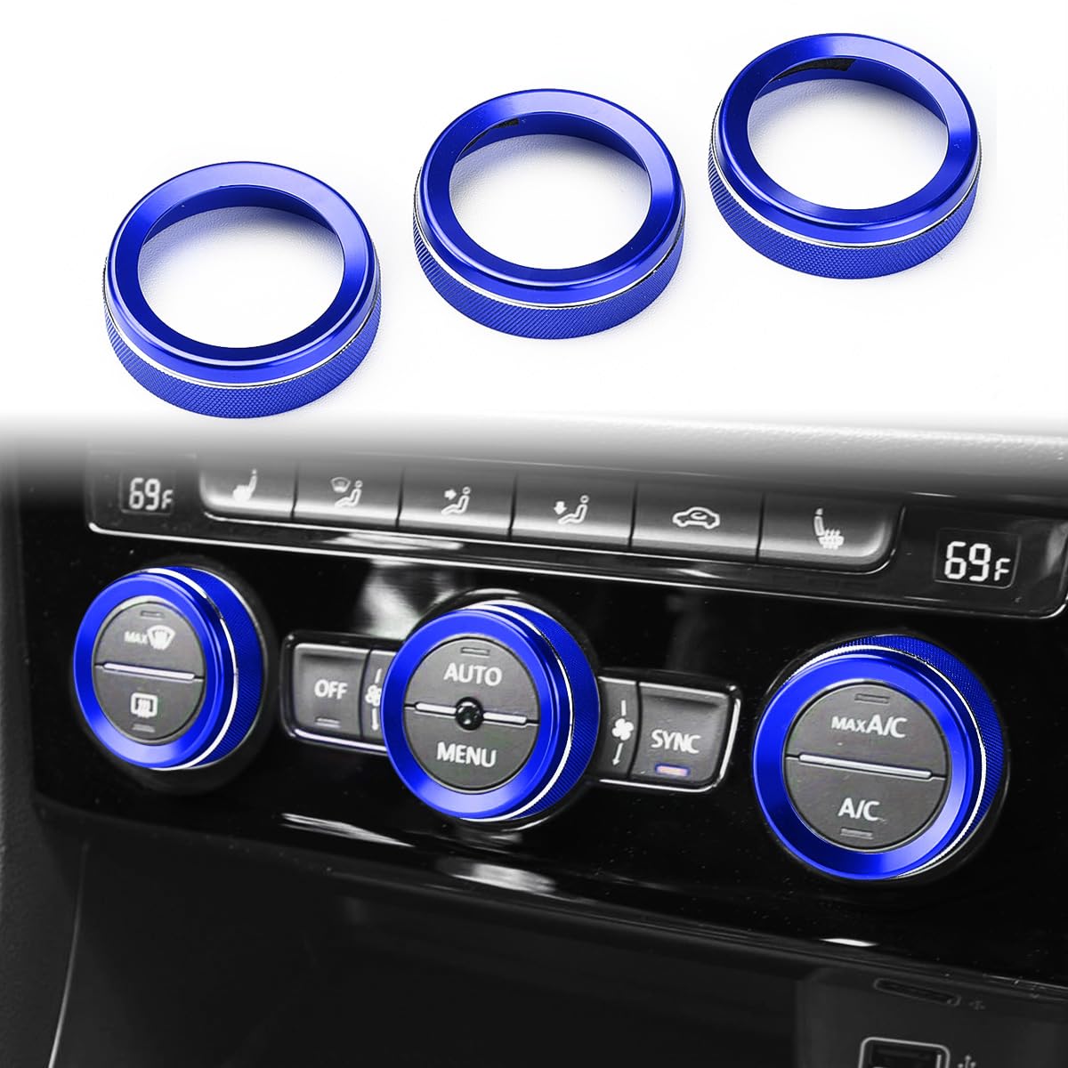 Auovo AC Knob Covers Compatible with Volkswagen VW Accessories - Product Imagery