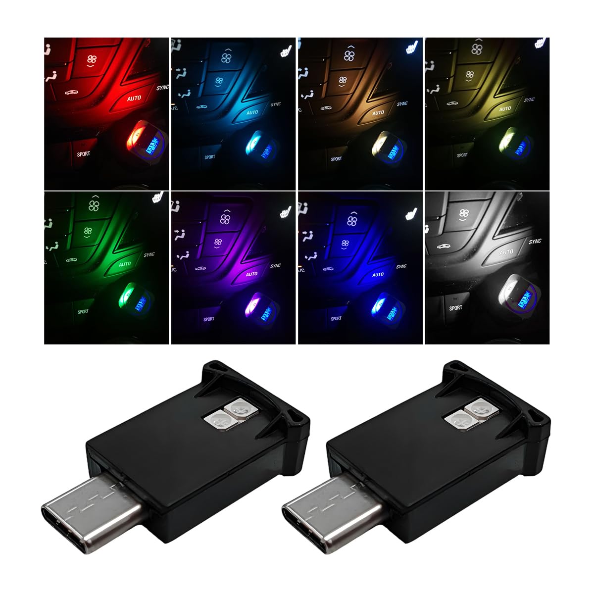 Wevdn 2 PCS USB Type C LED Ambient Light, Adjustable Brightness - Product Imagery