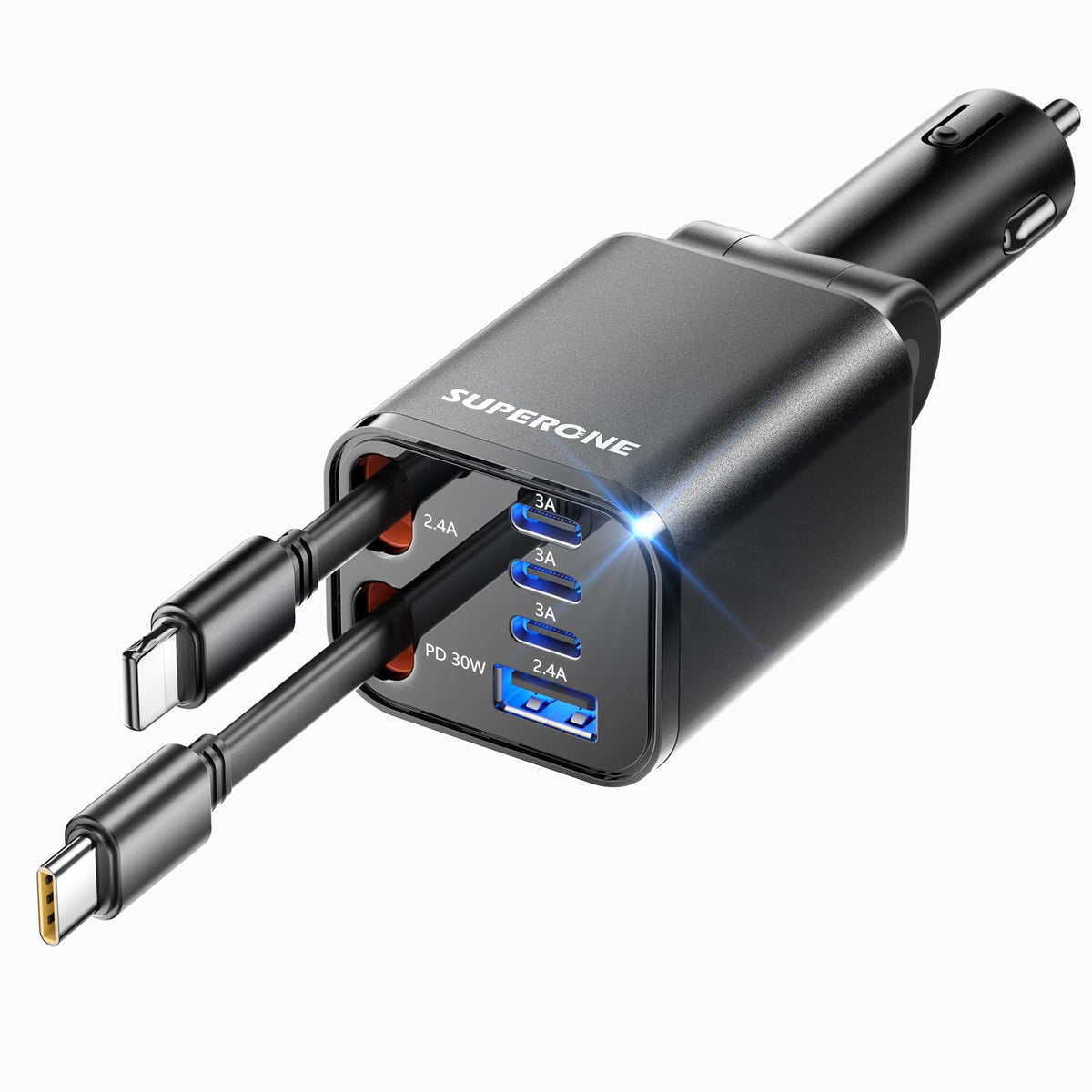 Retractable Car Charger, SUPERONE 99W Car Phone Charger with - Product Imagery