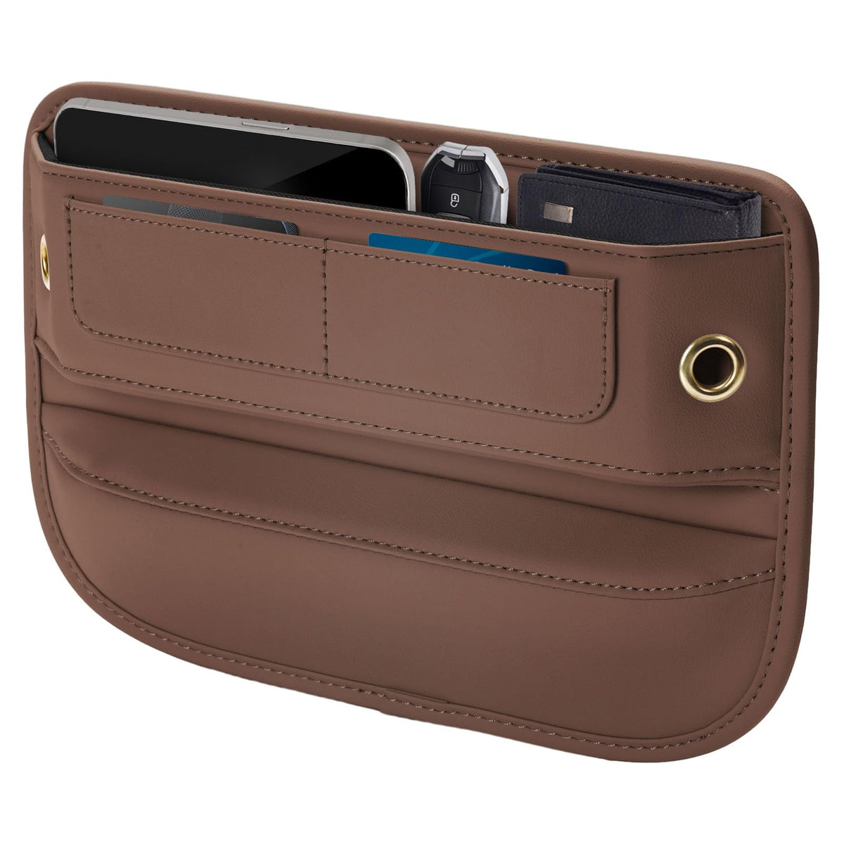 Universal Fit Premium Leather Car Seat Gap Filler Organizer, - Product Imagery