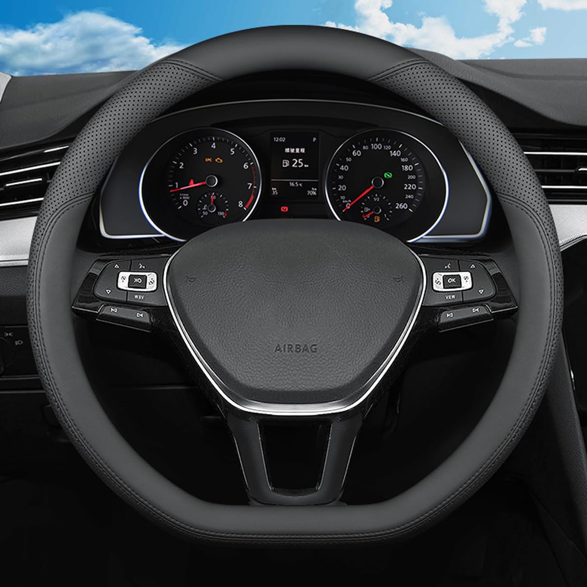D-Shaped Steering Wheel Cover for VW Atlas Tiguan Jetta ID.4 - Product Imagery