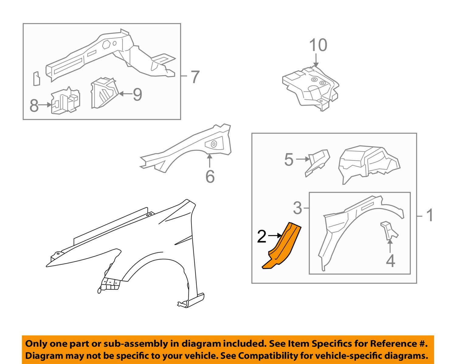 Honda Genuine 60659-TA5-A50ZZ Wheel Arch Member - Product Imagery