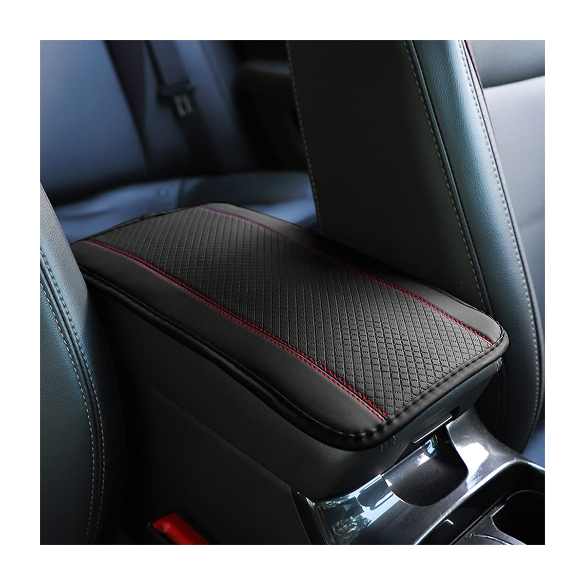 8sanlione Car Center Console Pad, Black/Red - Product Imagery