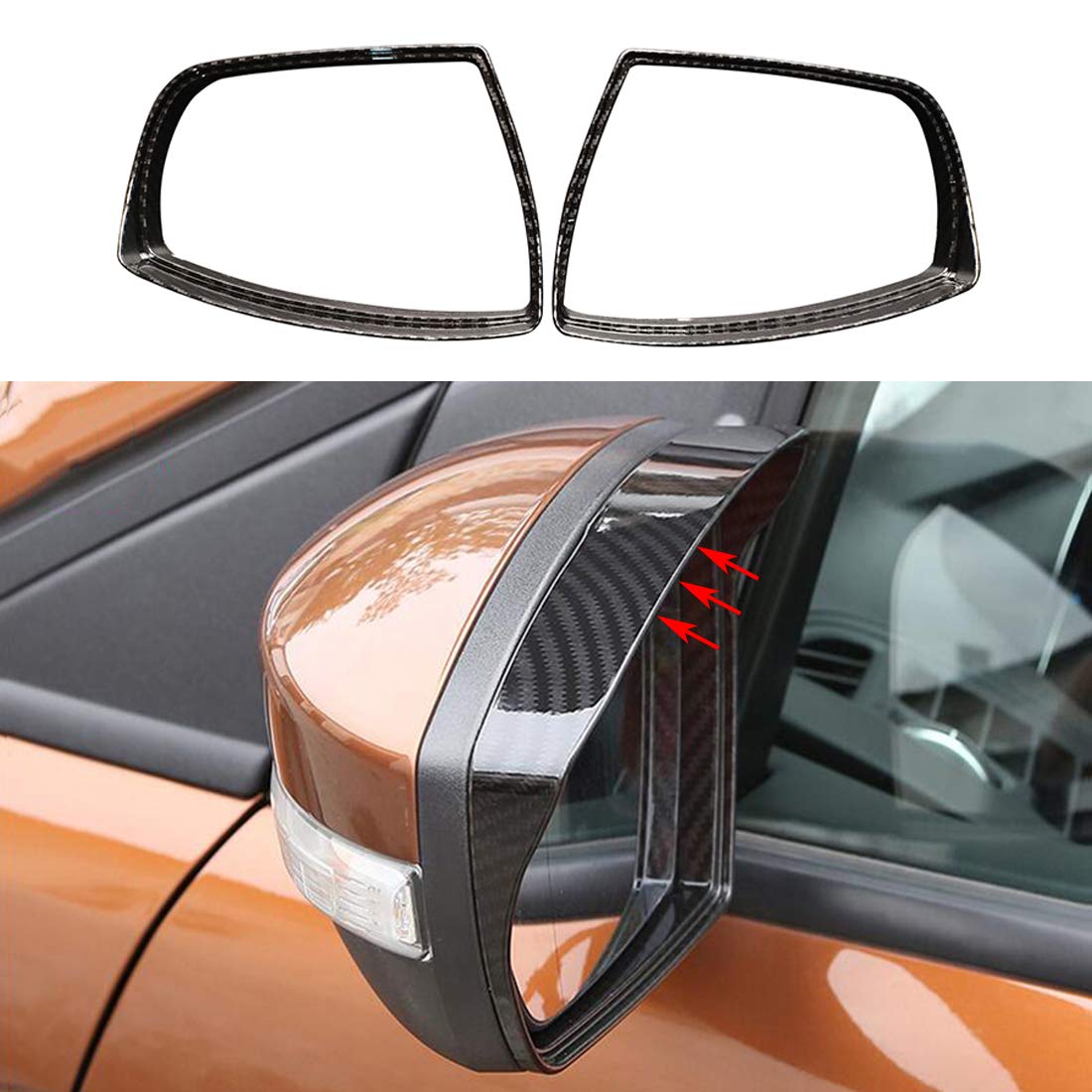 RUIHE Carbon Fiber Color Side Door Mirror Cover Rain Visor Guard - Product Imagery
