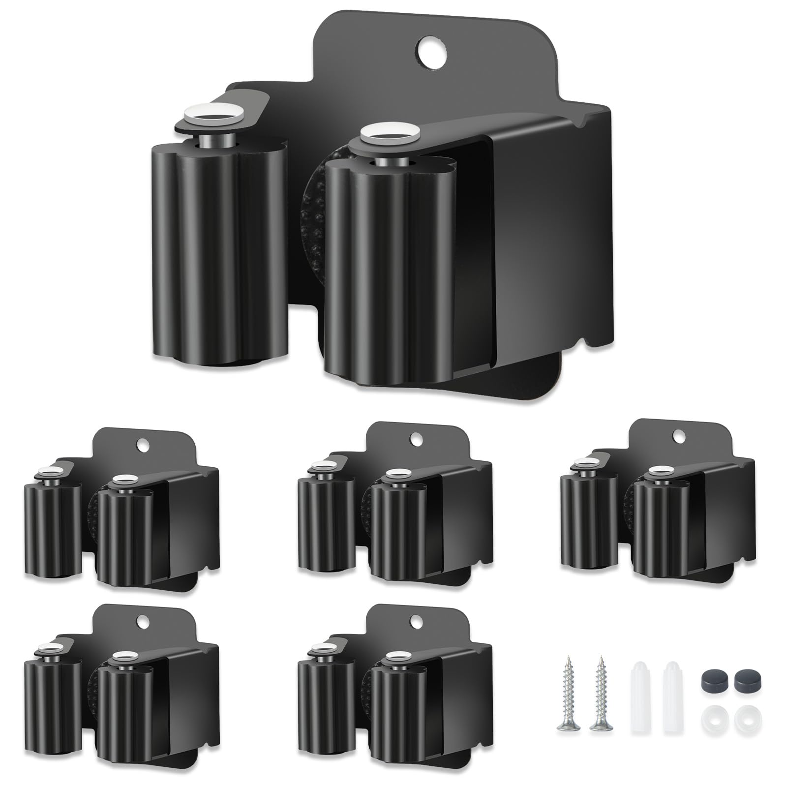 5 PCS Broom Holder Wall Mount, Upgraded Heavy Duty Mop and Broom - Product Imagery