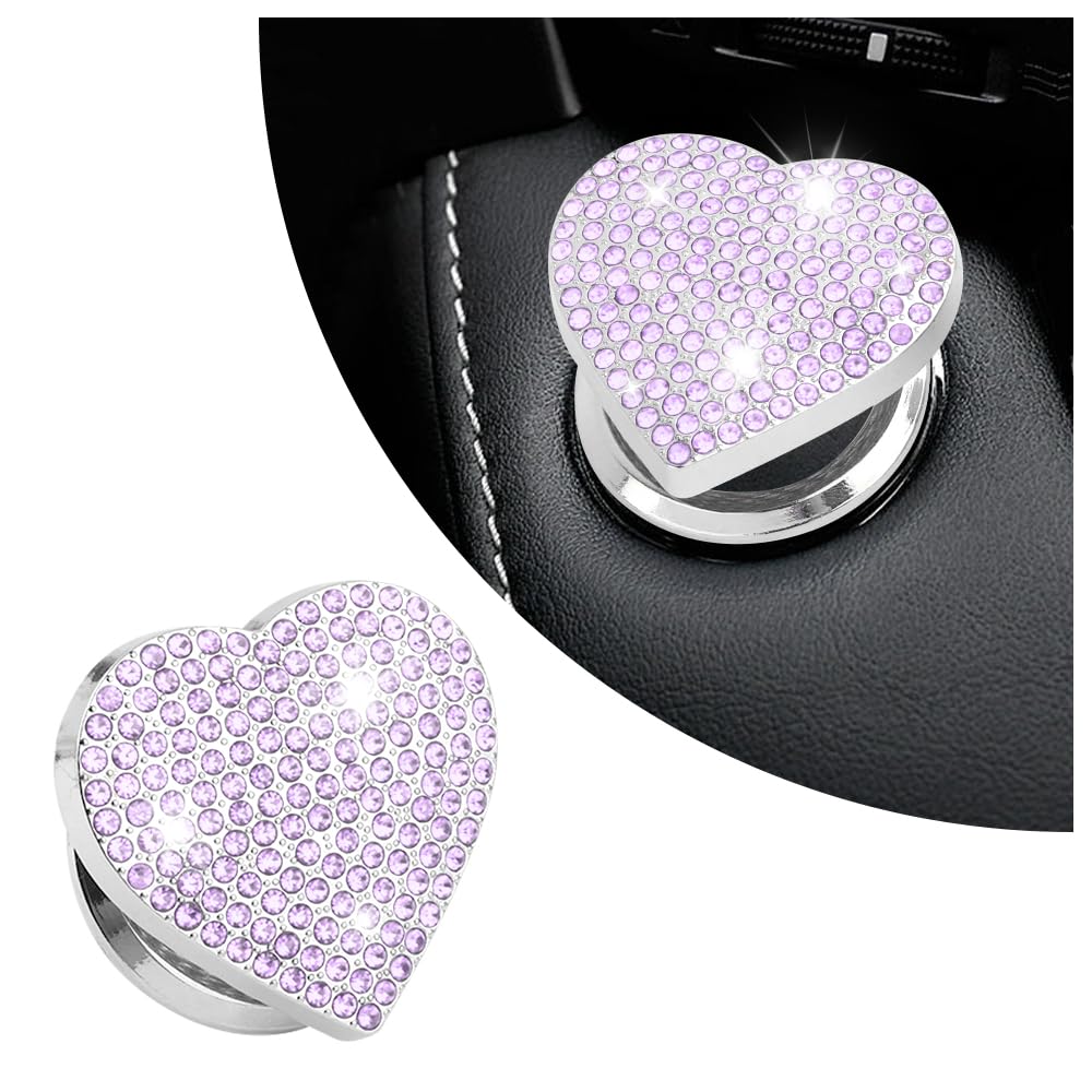 Bling Push Start Button Cover with Rhinestone,Heart Push to - Product Imagery