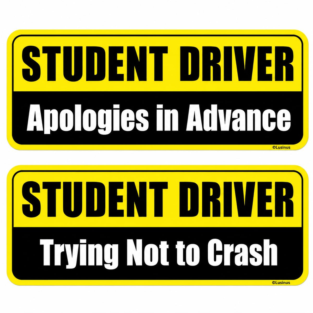 Lusinus Student Driver Magnet for Car - 2-Pack Reflective Funny - Product Imagery