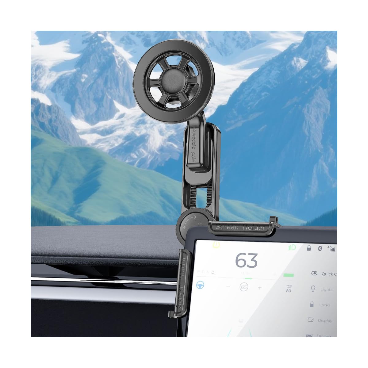 Car Phone Holder, Left and Right Rotation Magnetic Dashboard - Product Imagery
