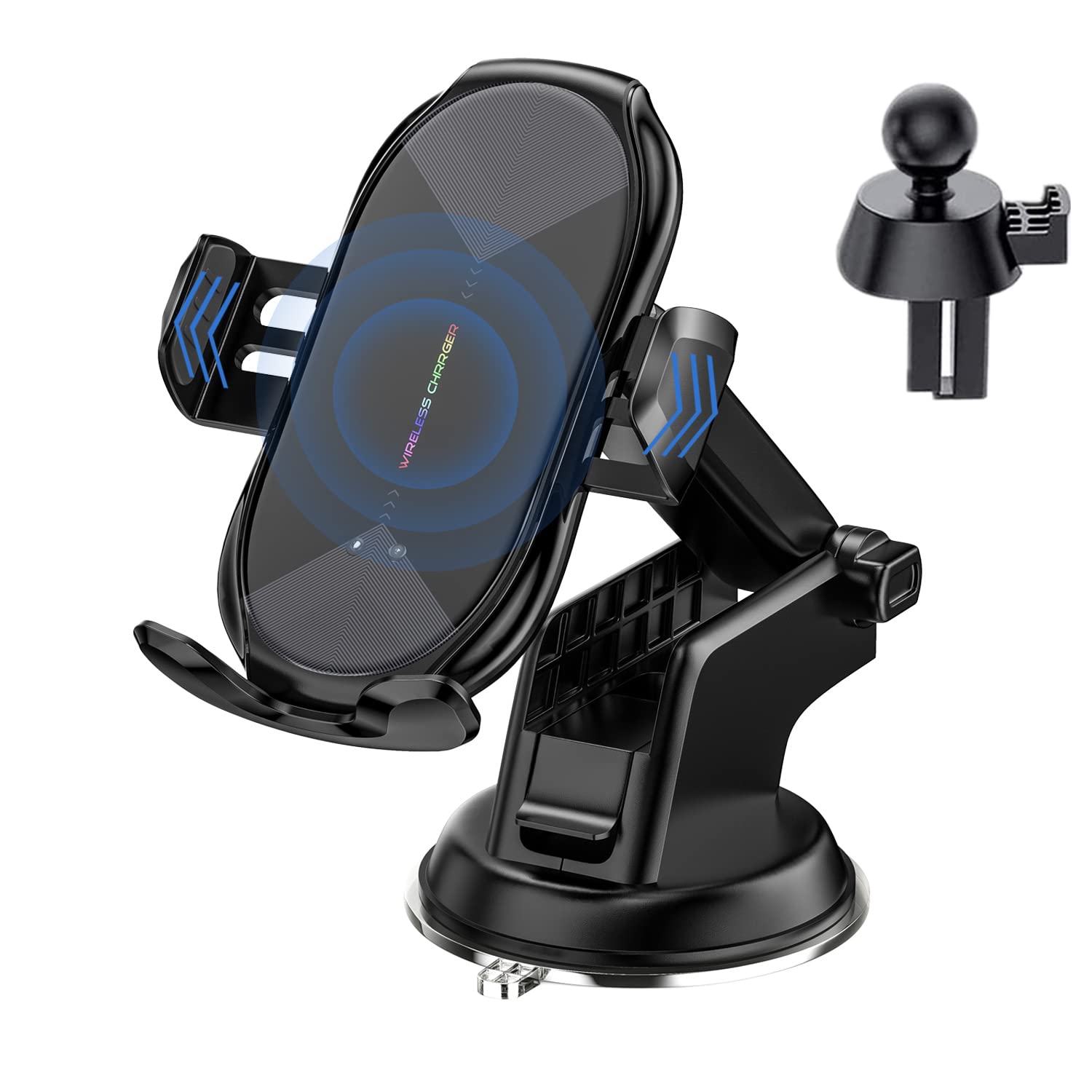 Wireless Car Charger,15W Qi Fast Charging Auto-Clamping Air Vent - Product Imagery
