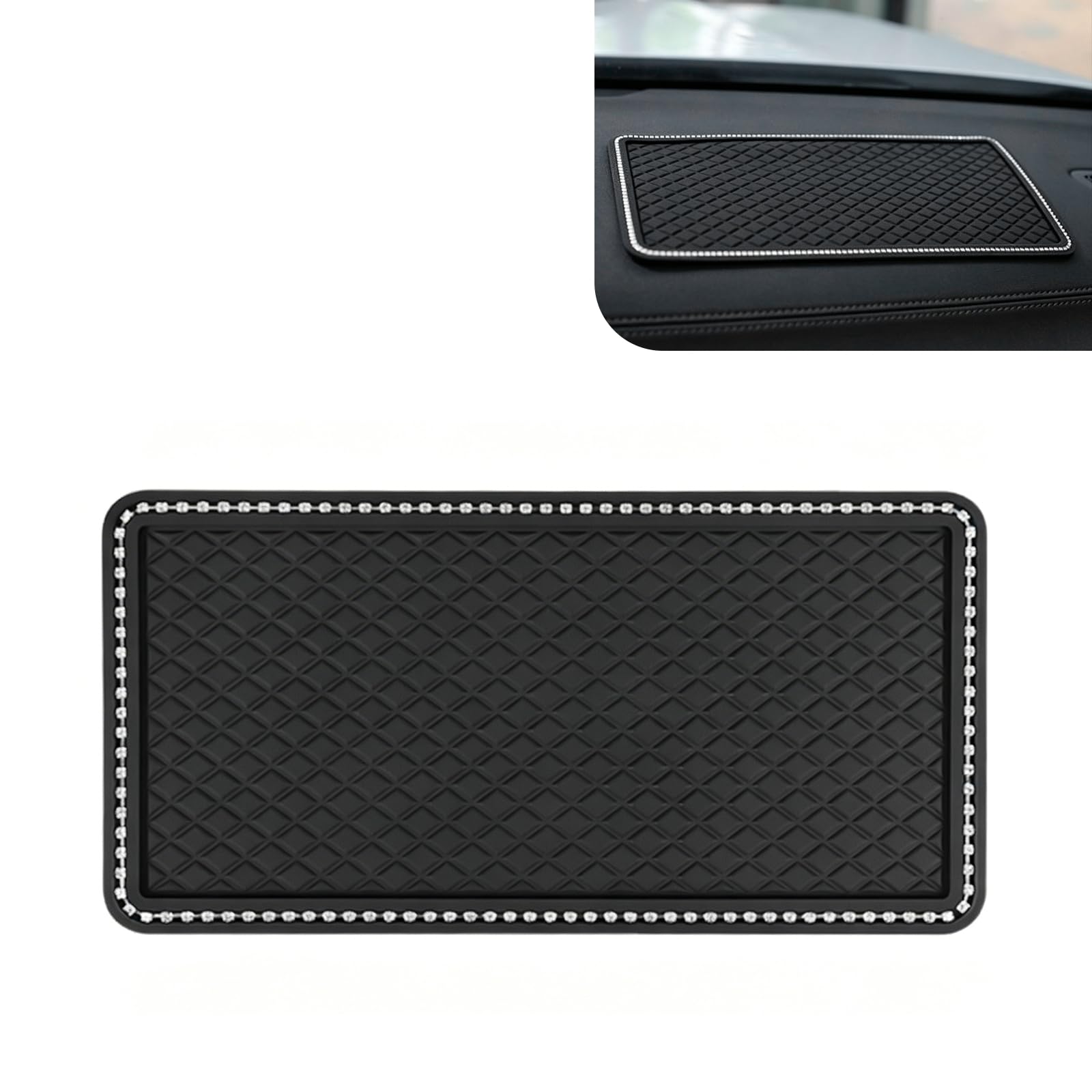 WZP Car Dashboard Anti-Slip Pad, 11.4 x 6 inch Bling Crystal - Product Imagery