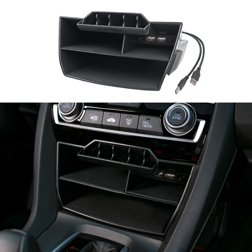 Thenice Central Console Organizer with USB for Honda Civic - Product Imagery