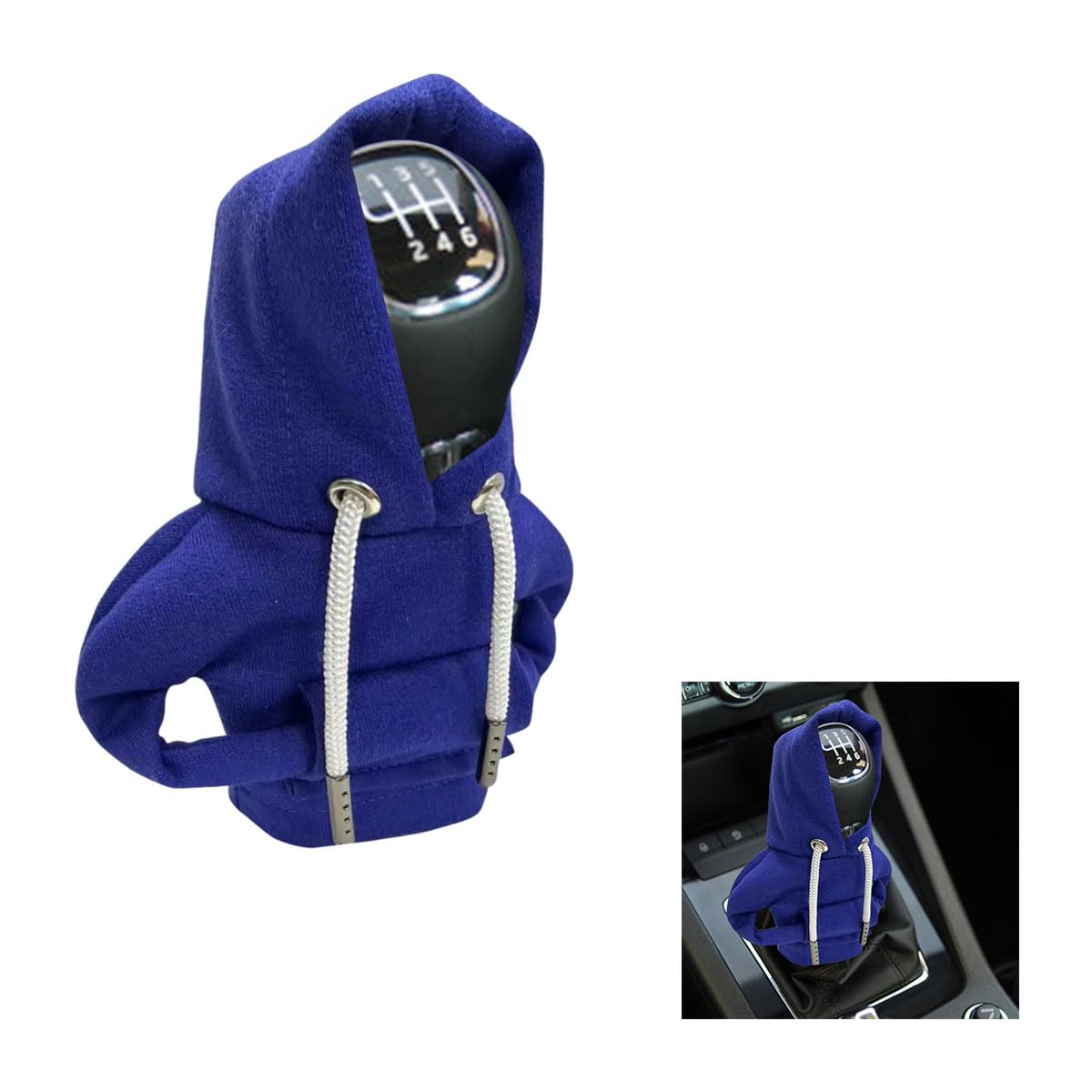 JOYCOURT Car Gear Shift Hoodie Auto Shifter Knob Cover, Blue - Product Imagery