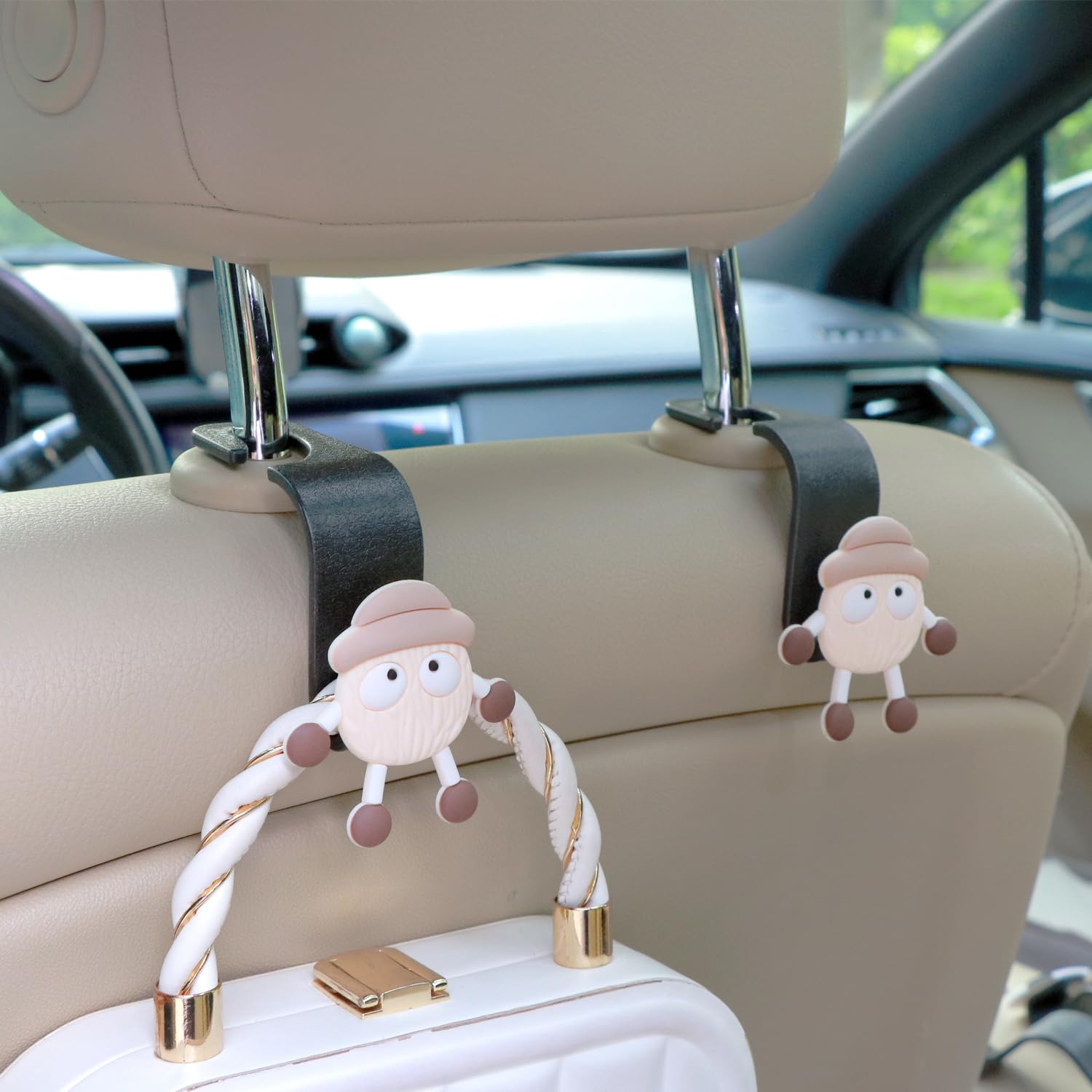 Car Seat Headrest Hooks for Purses and Bags Cute Plush Soot - Product Imagery