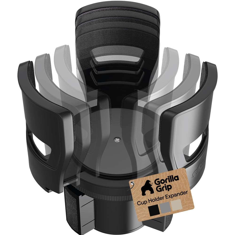 GORILLA GRIP Patent Pending Adjustable Car Cup Holder Expander, - Product Imagery