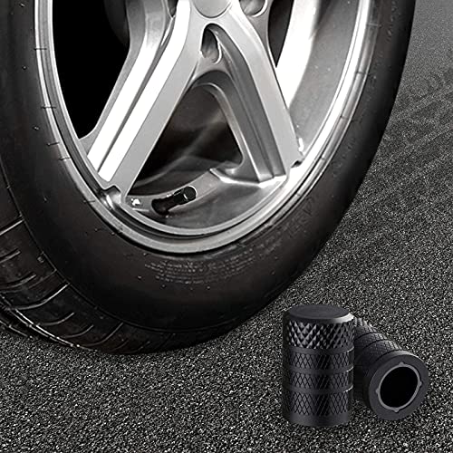 CKAuto Tire Valve Stem Caps, Aluminum Black, 4 pcs/Pack - Product Imagery