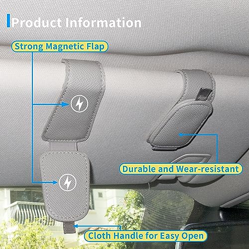 Yuoyar 2 Packs Magnetic Sunglass Holder for Car Visor (Grey) - Product Imagery