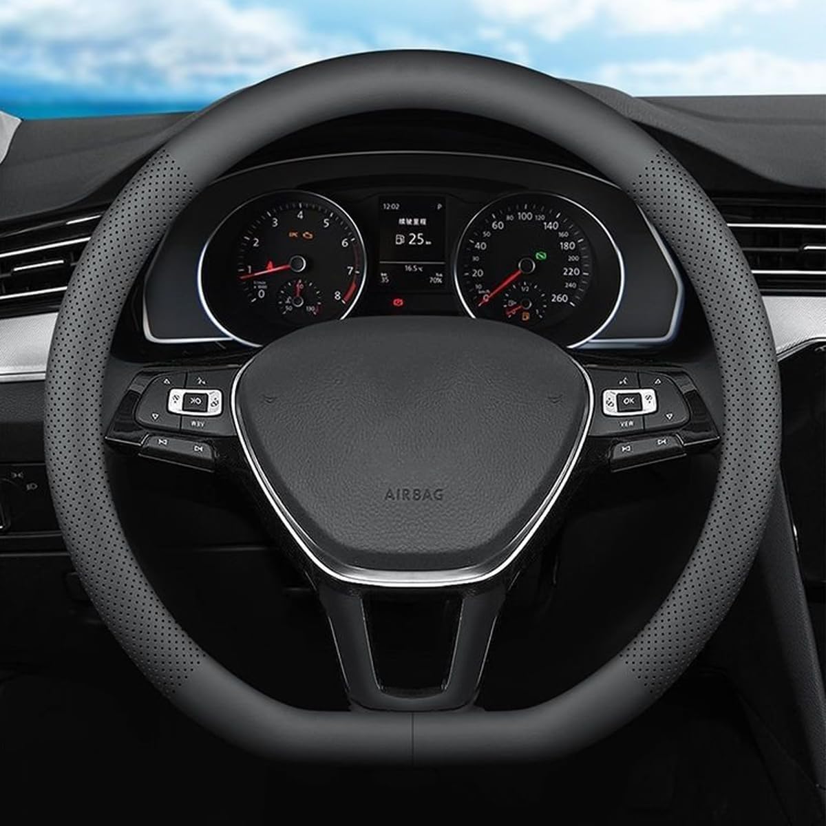 D-Shaped Car Steering Wheel Cover for Volkswagen VW Atlas Tiguan - Product Imagery