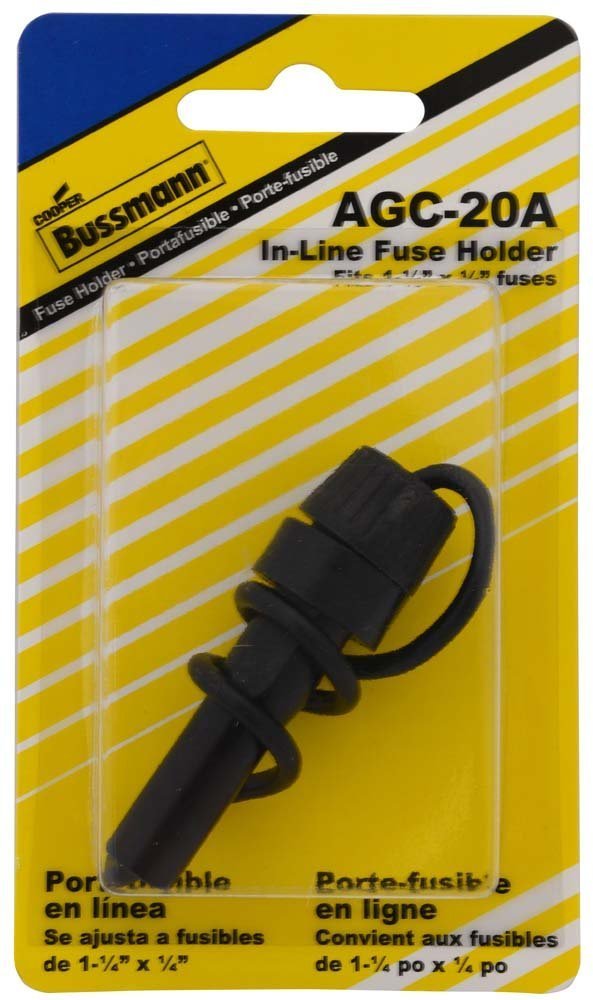 Bussmann HMJ Black In-Line Glass Fuse Holder with SFE-20 Fuse - - Product Imagery