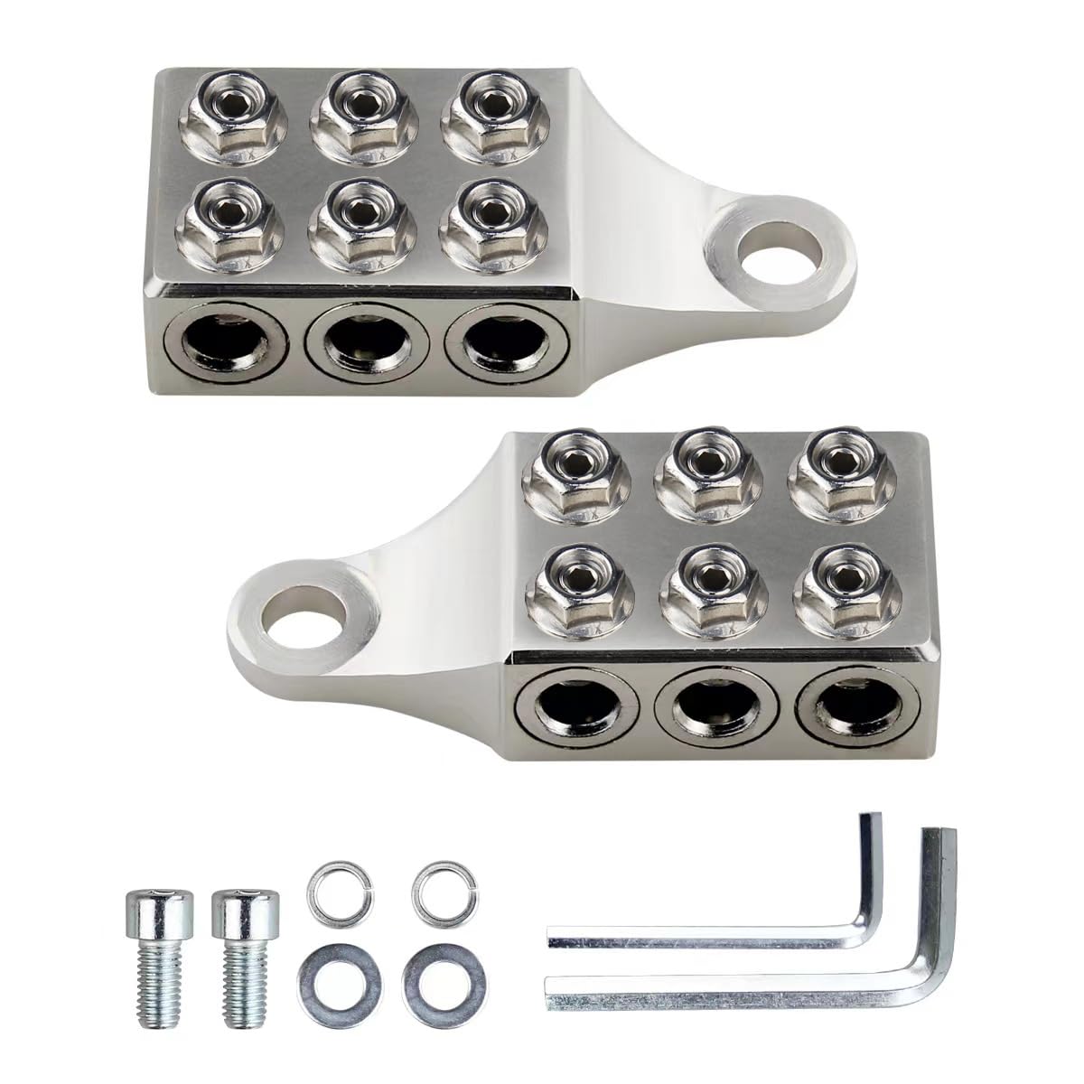 12-Way Battery Terminal Connectors M10 4/0-8 AWG Top Post Pair RV - Product Imagery