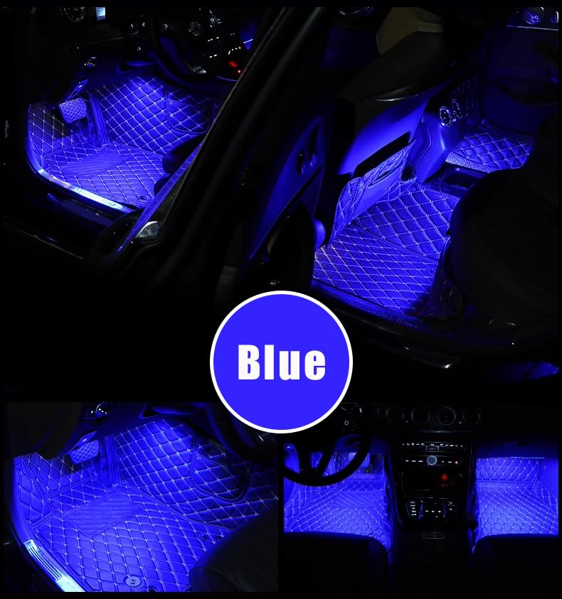 4 in 1 Car Interior LED Ambient Light Kit, Blue - Product Imagery