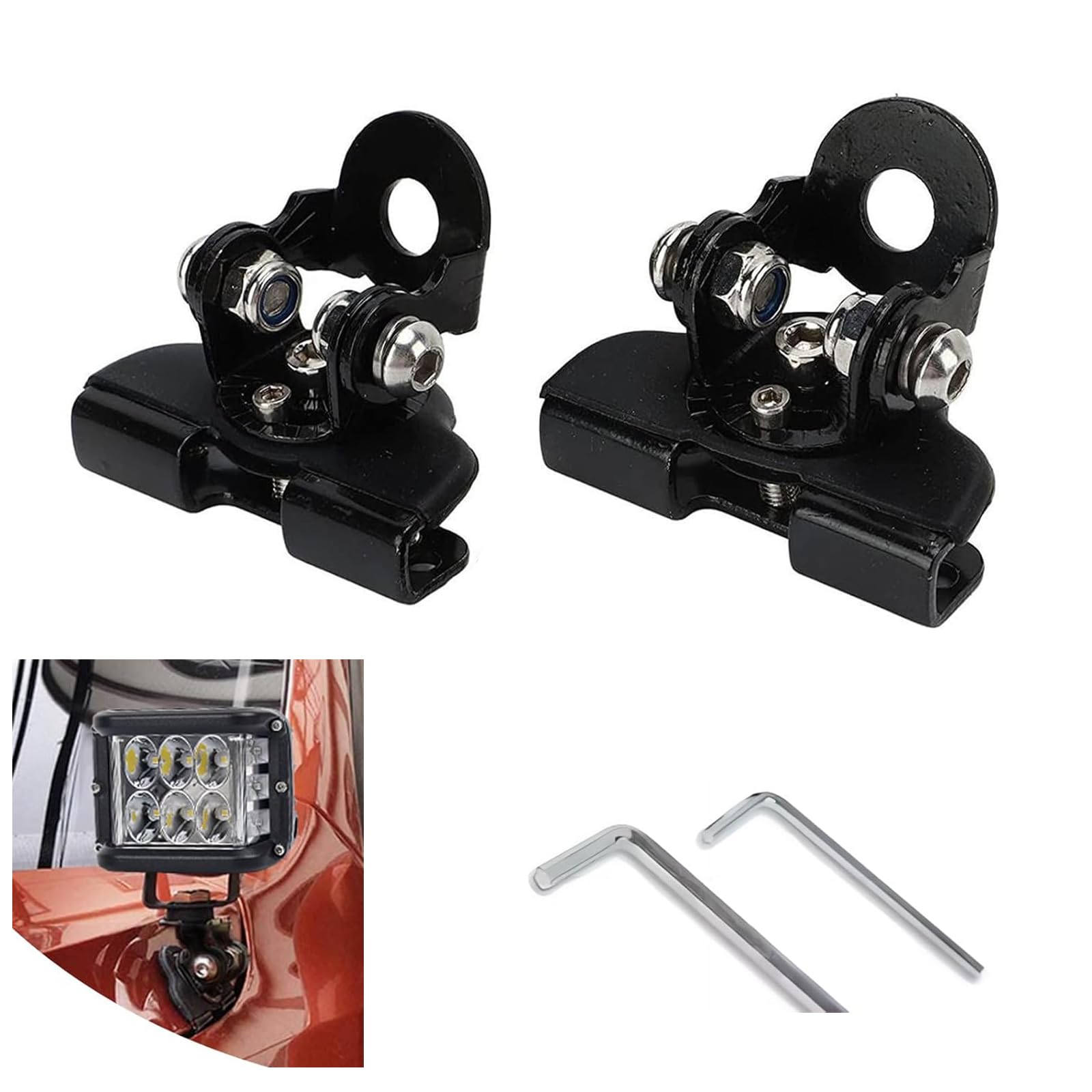 ijuicy 2 PCS Led Light Bar Mounting Brackets, Adjustable Hood - Product Imagery