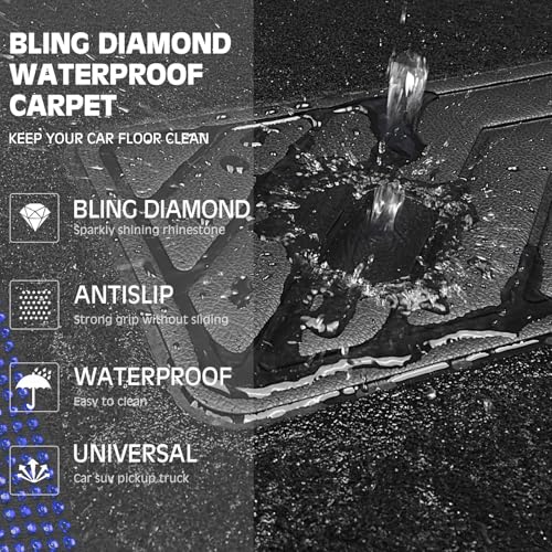 CAR PASS Bling Rhinestones Diamond Car Floor Mat,Sparkly Glitter - Product Imagery
