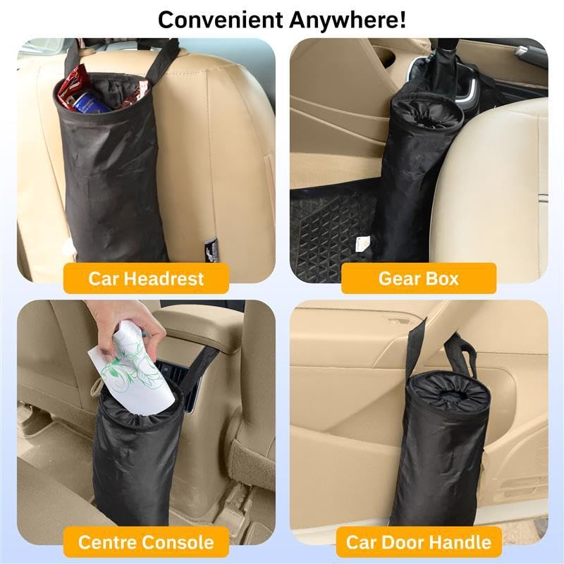EcoNour 2 Pack Car Trash Bag | Washable Back Seat Hanging Bag - Product Imagery