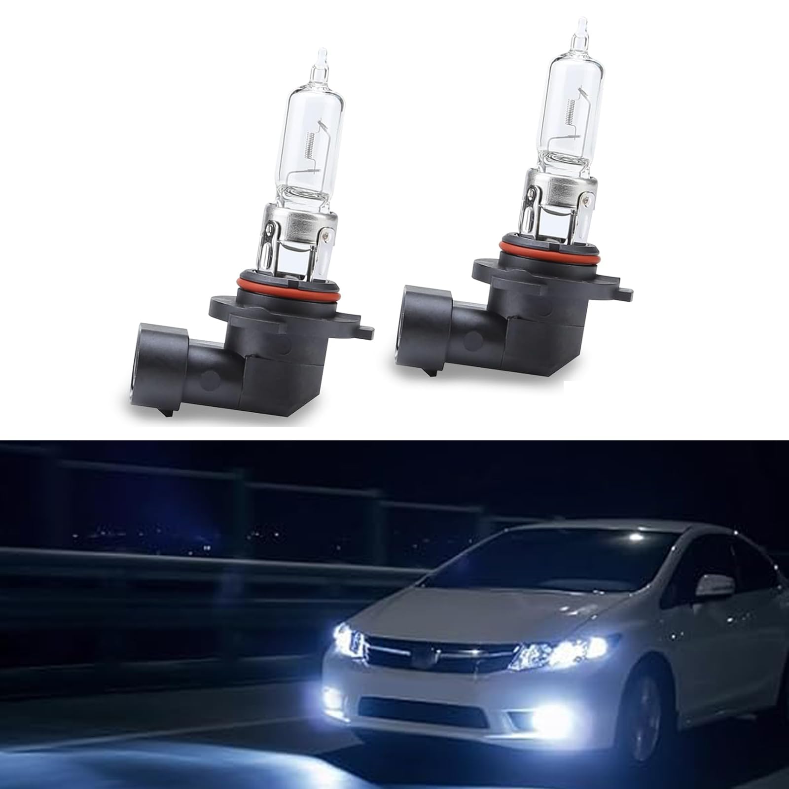 2 PCS Car 9005-55W Halogen Bulb, 12V Super Penetrating Quartz - Product Imagery