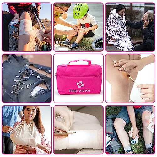 CALBEAU Pink Roadside Emergency Car Kit with First Aid for Women - Product Imagery