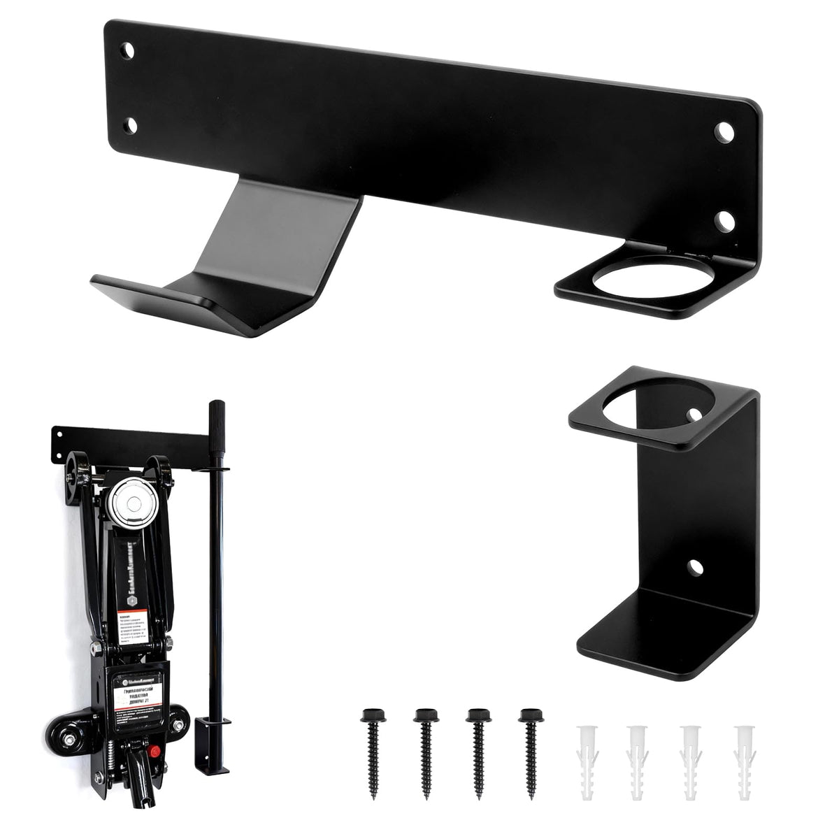 PIREKZUNT Jack Stand Wall Mount Heavy Duty Floor Jack Storage - Product Imagery