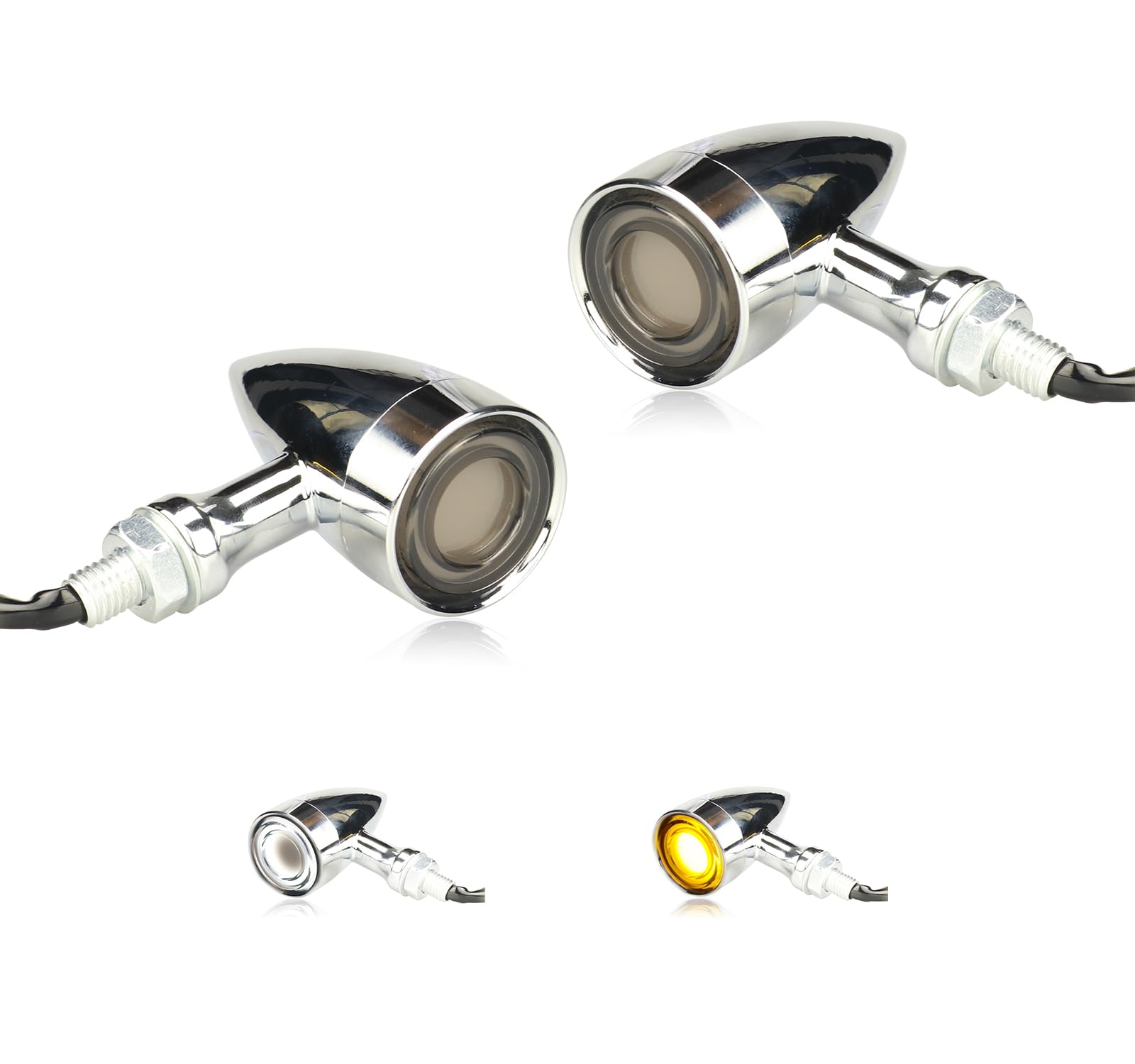 Motorcycle Front LED Turn Signals Universal Bullet Running - Product Imagery