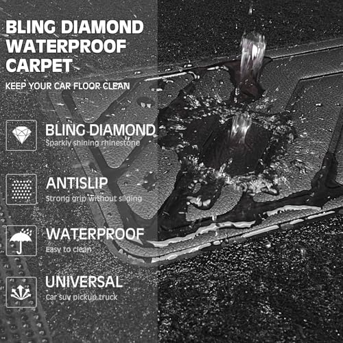 CAR PASS Bling Diamond Car Floor Mats, Sparkling Crystal Shining - Product Imagery