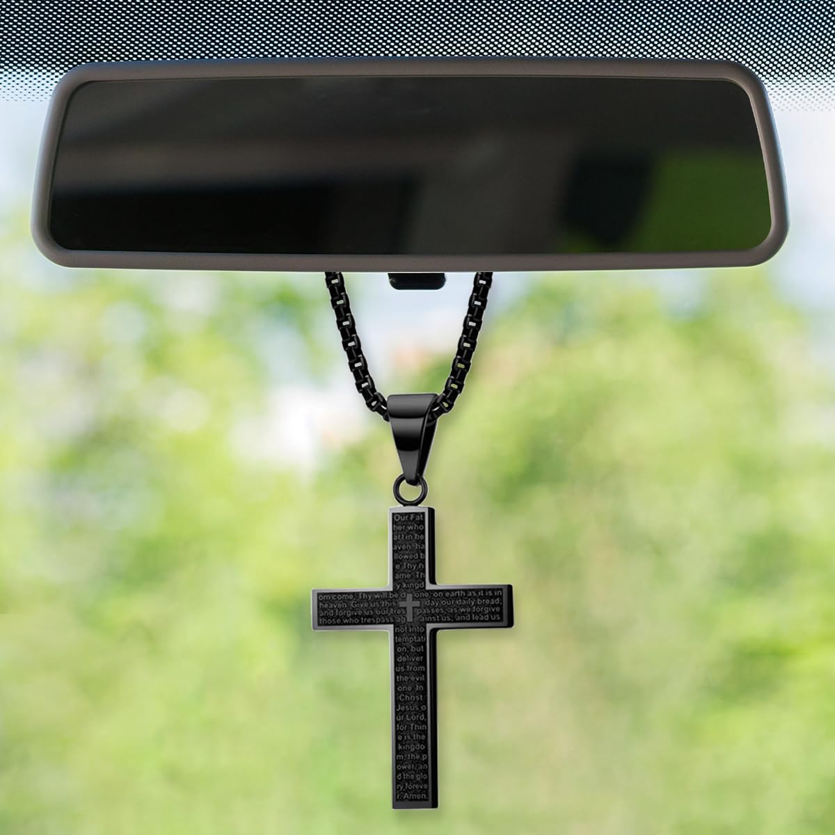 Cross Car Rear View Mirror Charm, Car Mirror Hanging - Product Imagery