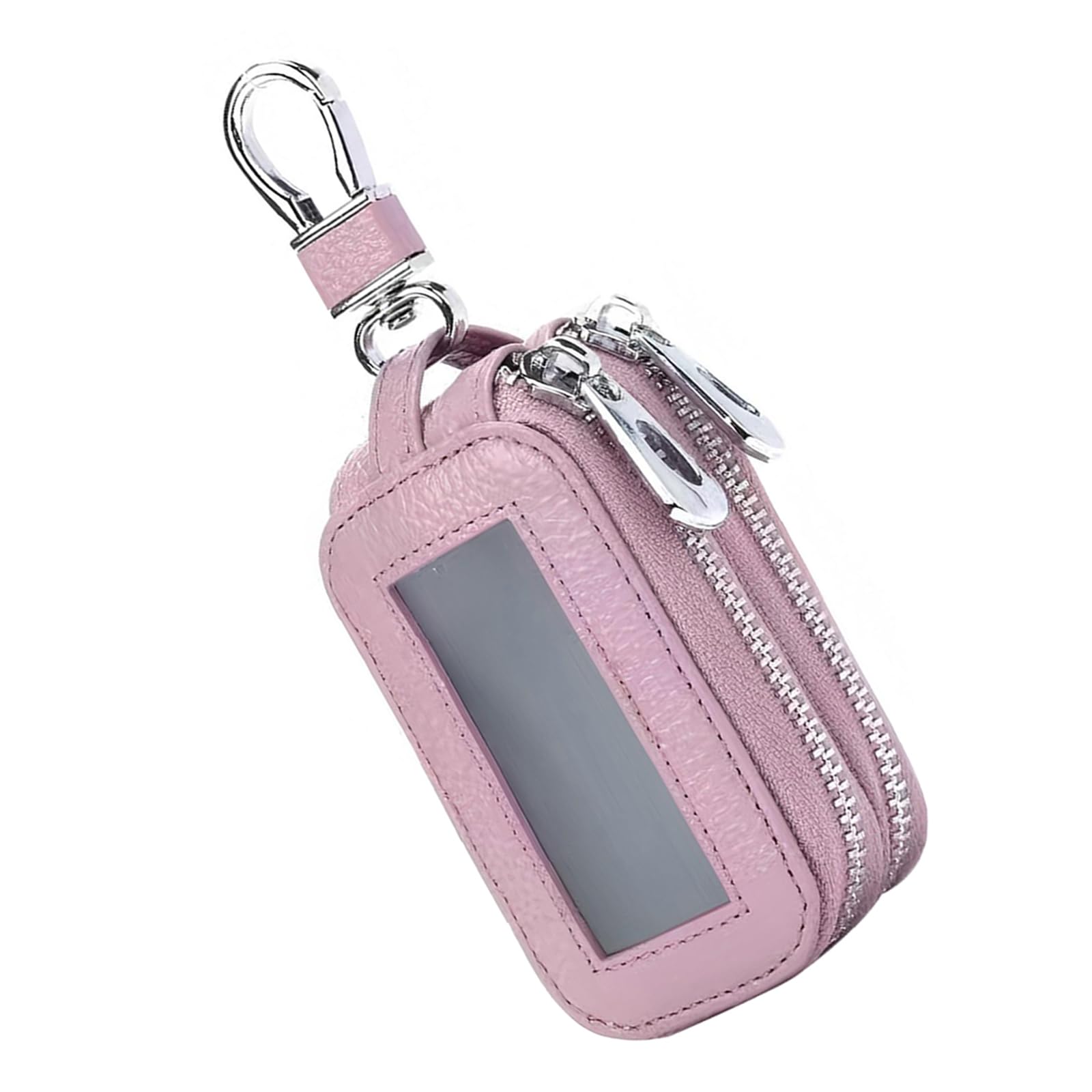 Car Key Fob Case, Double Leather Organizer, Clear Window Key - Product Imagery
