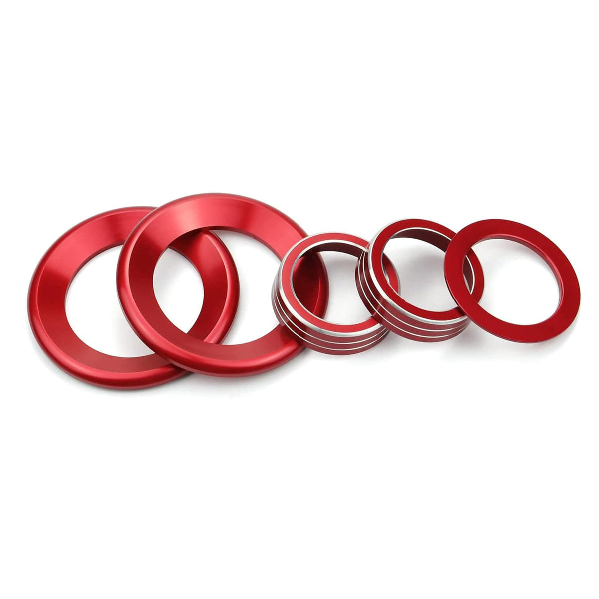 5-Pc Aluminum Knob Trim Kit for Honda Civic 2016-2021, Red - Product Imagery