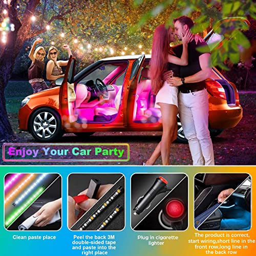 4PCS 48 LED Car Interior Lights, RGB Under Dash Lighting Kit - Product Imagery